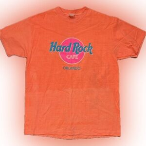 💕Vintage💕 90s Hard Rock Cafe Orlando Neon  Single Stitch T-Shirt